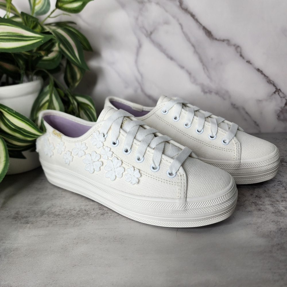 Keds X Kate Spade new york Triple Kick Woven Flowers Sneakers Sz 5.5 - Picture 5 of 16